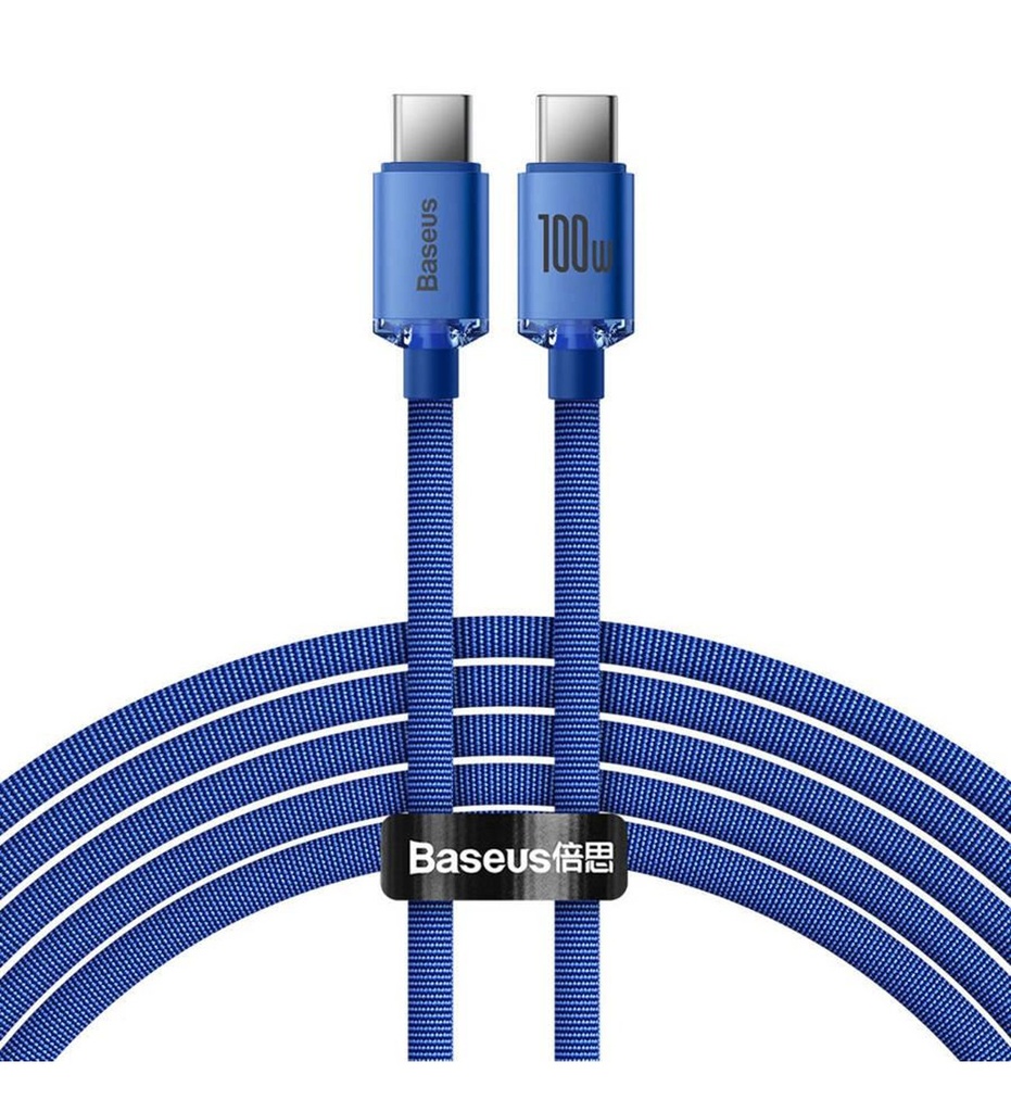 Baseus Crystal Shine 100W Type-C to Type-C 2m – MacBook, iPhone 15/16, Android, Telefon, Tablet ve Laptop Şarj Data Kablosu