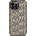 Apple iPhone 14 Pro Max Uyumlu Kılıf DKNY Orjinal Lisanslı M-safe Şarj Özellikli 3D Yazılı Grid Pattern Kapak