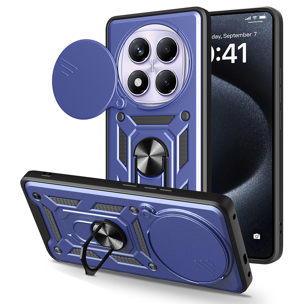 Xiaomi Redmi Note 14 Pro 4G Uyumlu Kılıf Magnetik Standlı Kamera Korumalı Zore Sürgülü Vega Kapak