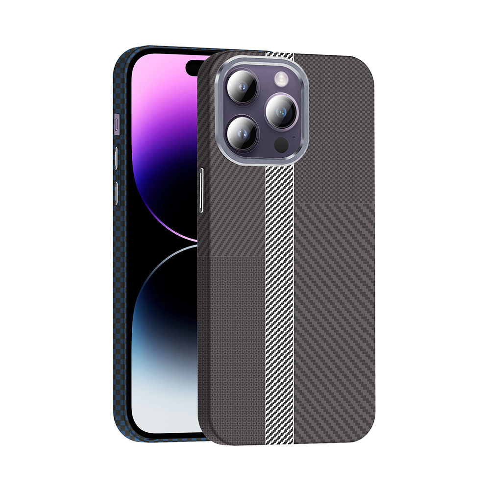 Apple iPhone 14 Pro Max Uyumlu Kılıf M-safe Şarj Özellikli Karbon Fiber Görünümlü Zore Gros Kapak