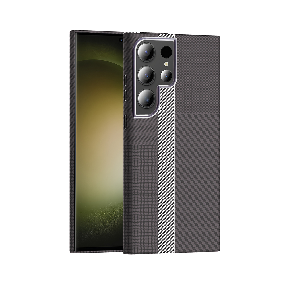 Samsung Galaxy S23 Ultra Uyumlu Kılıf M-safe Şarj Özellikli Karbon Fiber Görünümlü Zore Gros Kapak