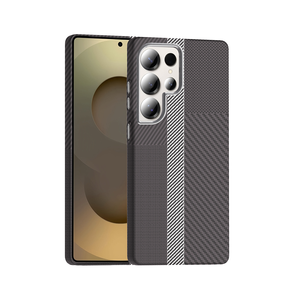 Samsung Galaxy S25 Ultra Uyumlu Kılıf M-safe Şarj Özellikli Karbon Fiber Görünümlü Zore Gros Kapak