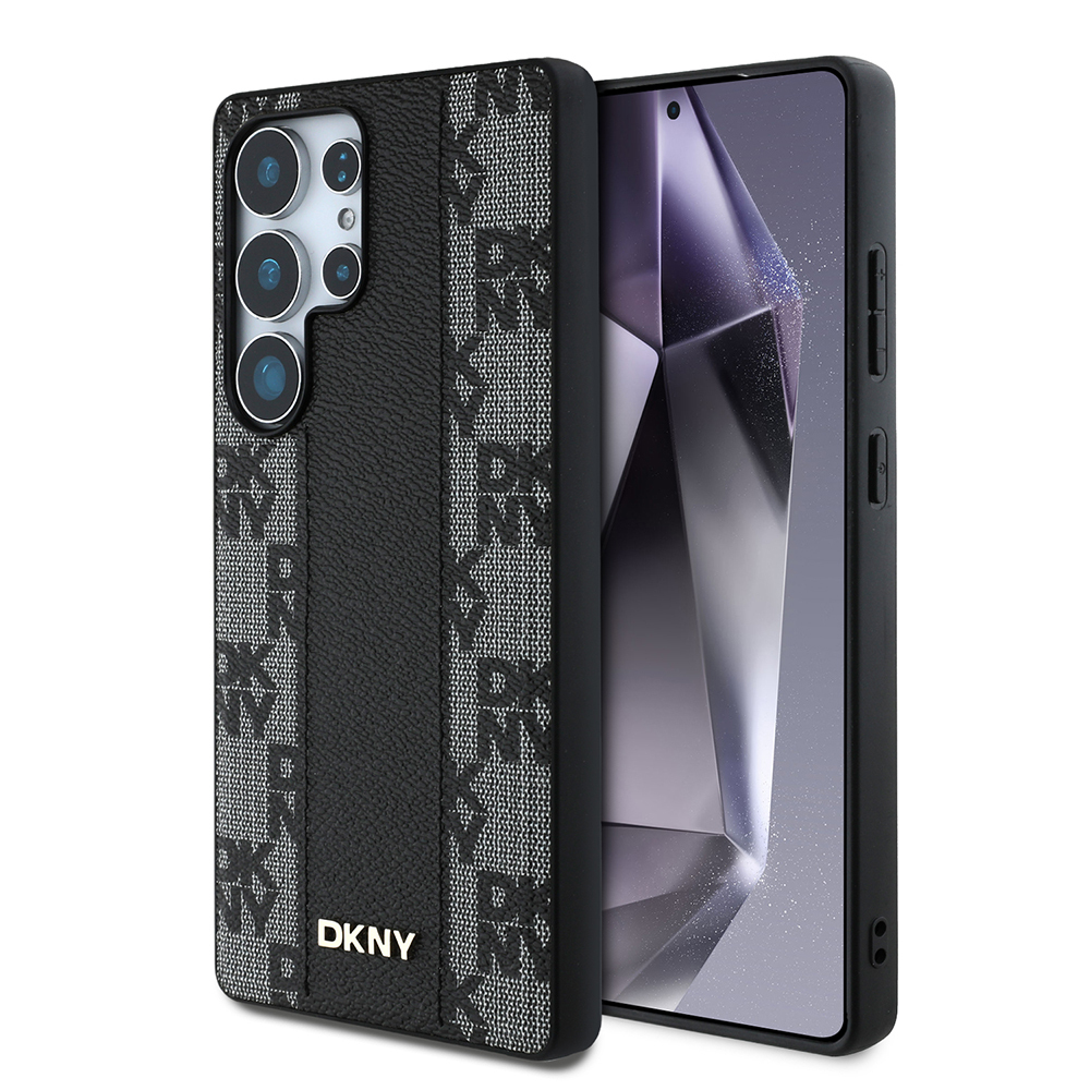 Samsung Galaxy S25 Ultra Uyumlu Kılıf DKNY Orjinal Lisanslı M-safe Şarj Özellikli 3D Yazılı Checkered Pattern Kapak