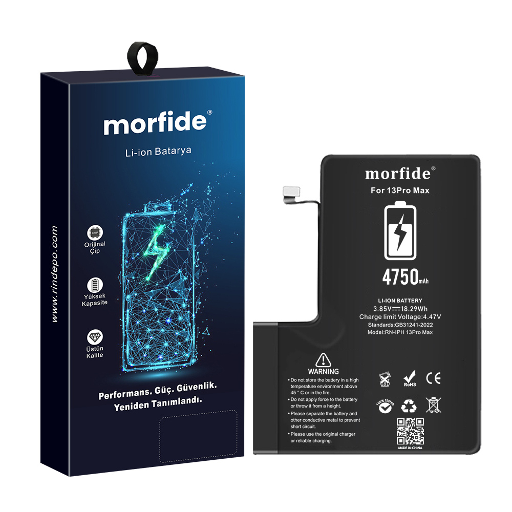Apple iPhone 13 Pro Max Uyumlu 4750mAh Yüksek Kapasiteli Batarya - Gelişmiş Akıllı Chip - Pil Sağlığı Destekli - Morfide M-Max