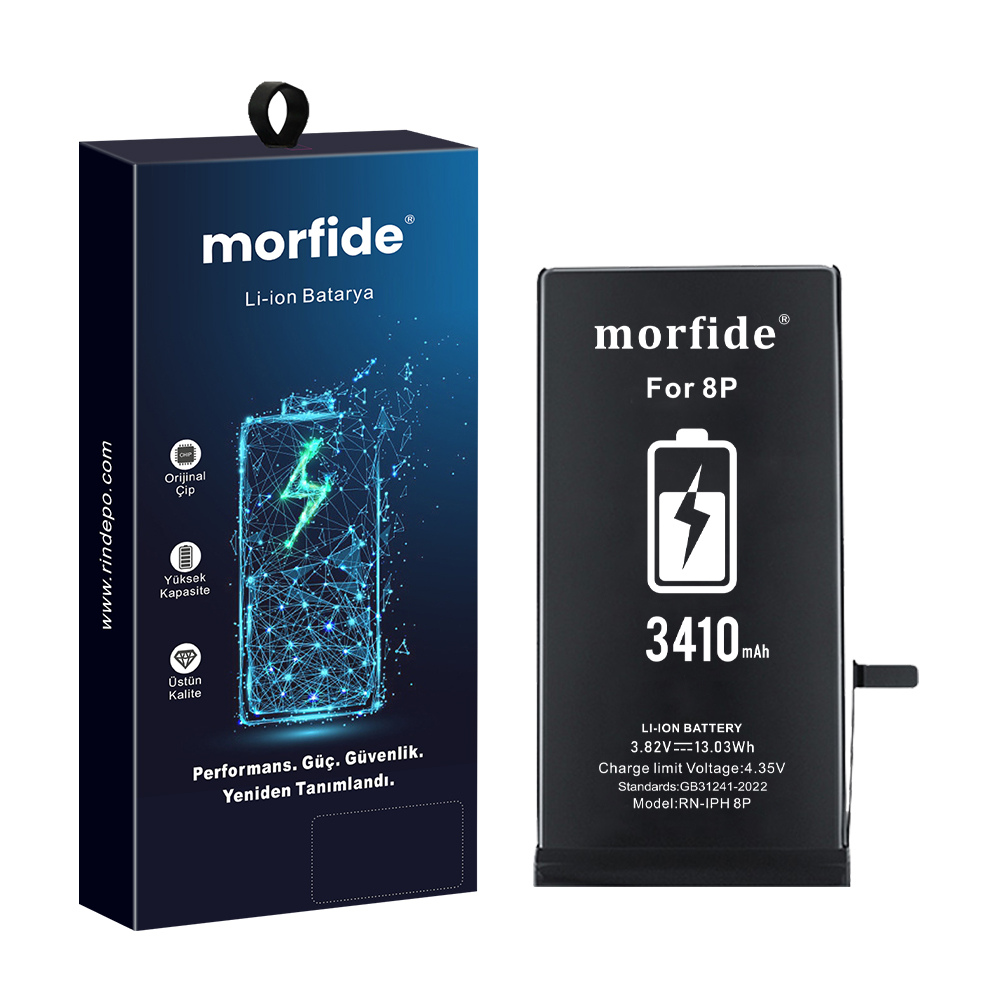Apple iPhone 8 Plus Uyumlu 3410mAh Yüksek Kapasiteli Batarya Morfide M-Max – A Sınıf Hücre, 15 Ay Garantili