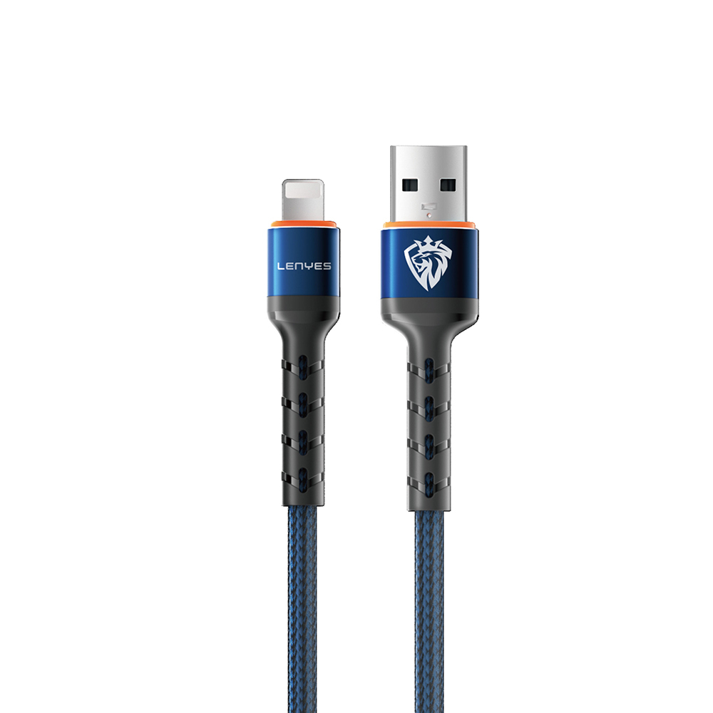 Lenyes LC515 USB-A to Lightning Hızlı Şarj Özellikli Örgülü Data ve Şarj Kablosu 3A 1M