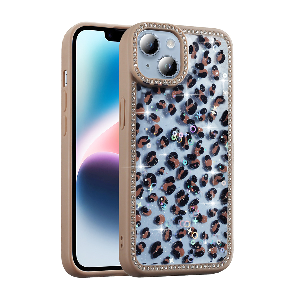 Apple iPhone 13 Uyumlu Kılıf Taşlı ve Simli Tasarım Zore Azra Kapak