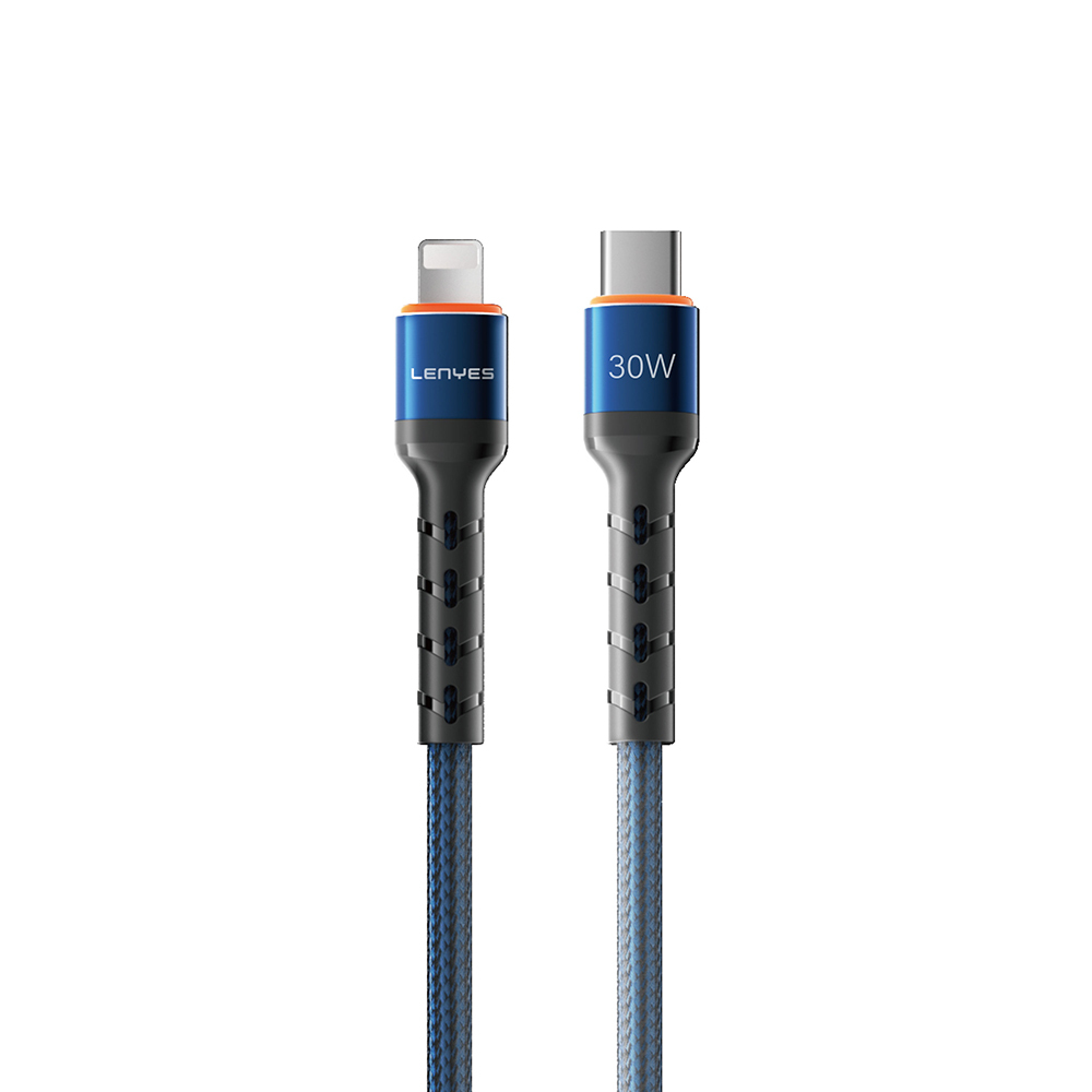 Lenyes LC515 Type-C to Lightning Hızlı Şarj Özellikli Örgülü Data ve Şarj Kablosu 30W 1M