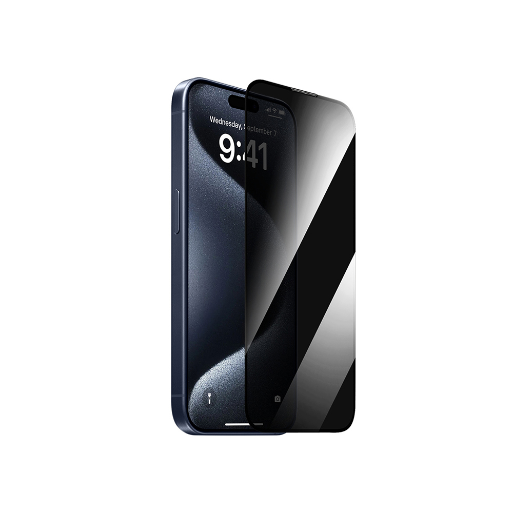 Apple iPhone 14 Pro Max Uyumlu Wiwu GT-011 Anti-Bakteriyel Özellikli Polimer Oleofobik Kaplama Temperli Privacy Cam Ekran Koruyucu