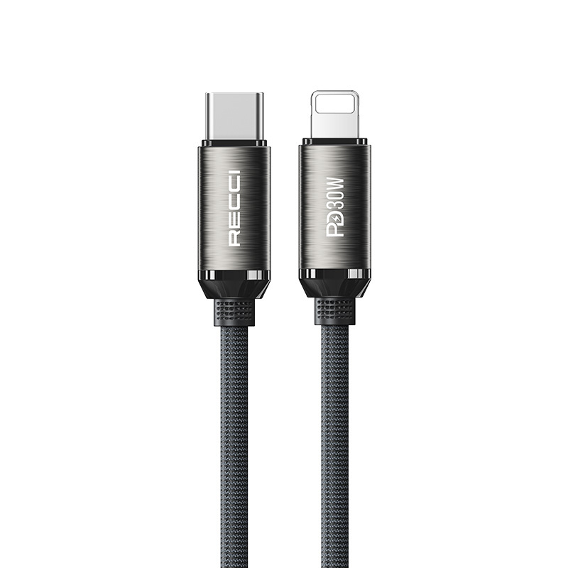 Recci RS35CL Type-C to Lightning PD 30W Örgü Tasarımlı Hızlı Şarj Özellikli Data ve Şarj Kablosu 1M