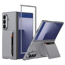 Samsung Galaxy Z Fold 7 Uyumlu Suni Deri Arka Yüzey Zore Kartlıklı Kıpta Silikon Kapak