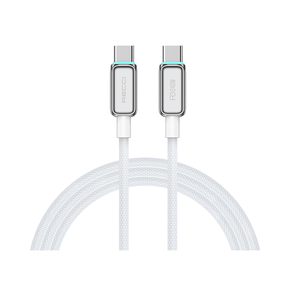 Recci RS42CC Lamp Display Serisi Type-C to Type-C PD 240W Hızlı Şarj Özellikli Data ve Şarj Kablosu 1.5M