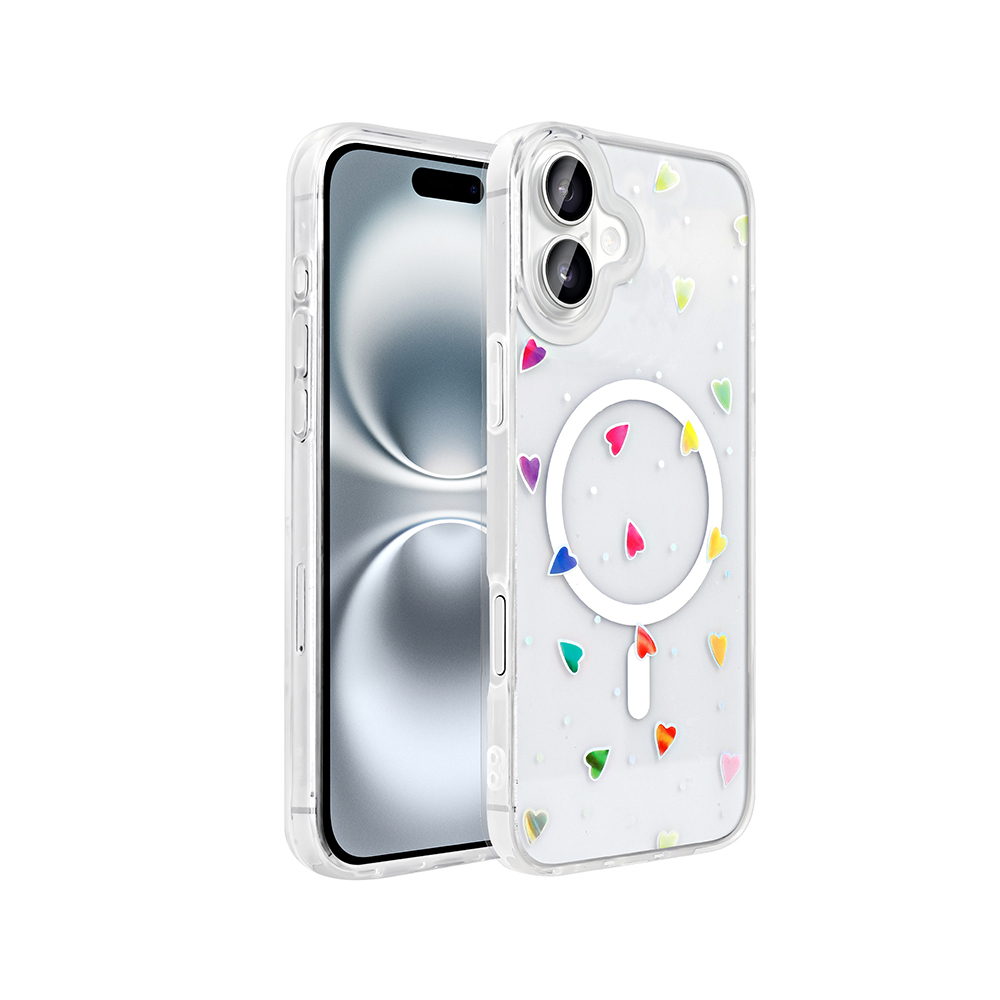 Apple iPhone 16 Uyumlu Kılıf M-Safe Şarj Özellikli Şeffaf Zore Folk Sert Kapak