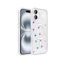 Apple iPhone 16 Plus Uyumlu Kılıf M-Safe Şarj Özellikli Şeffaf Zore Folk Sert Kapak