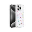 Apple iPhone 15 Pro Uyumlu Kılıf M-Safe Şarj Özellikli Şeffaf Zore Folk Sert Kapak