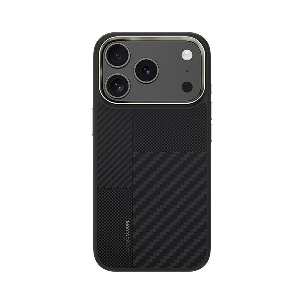 Apple iPhone 17 Pro Max Uyumlu Kılıf M-safe Şarj Özellikli Karbon Fiber Benks Montage Hybrid ArmorPro Kevlar Kapak