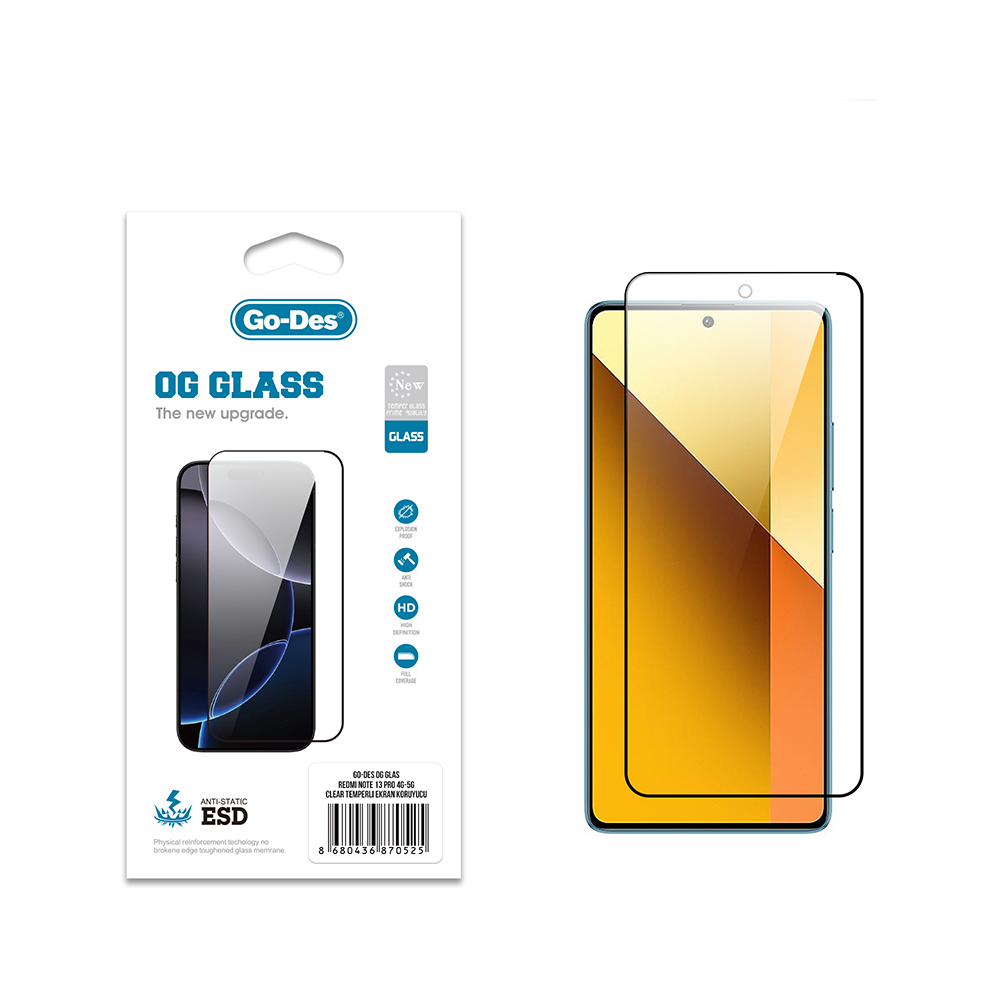 Xiaomi Redmi Note 13 Pro 4G Uyumlu Go Des OG Glass Antistatik Temperli Cam Ekran Koruyucu