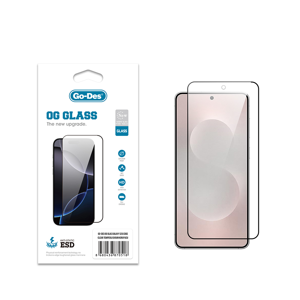 Samsung Galaxy S25 Edge Uyumlu Go Des OG Glass Antistatik Temperli Cam Ekran Koruyucu