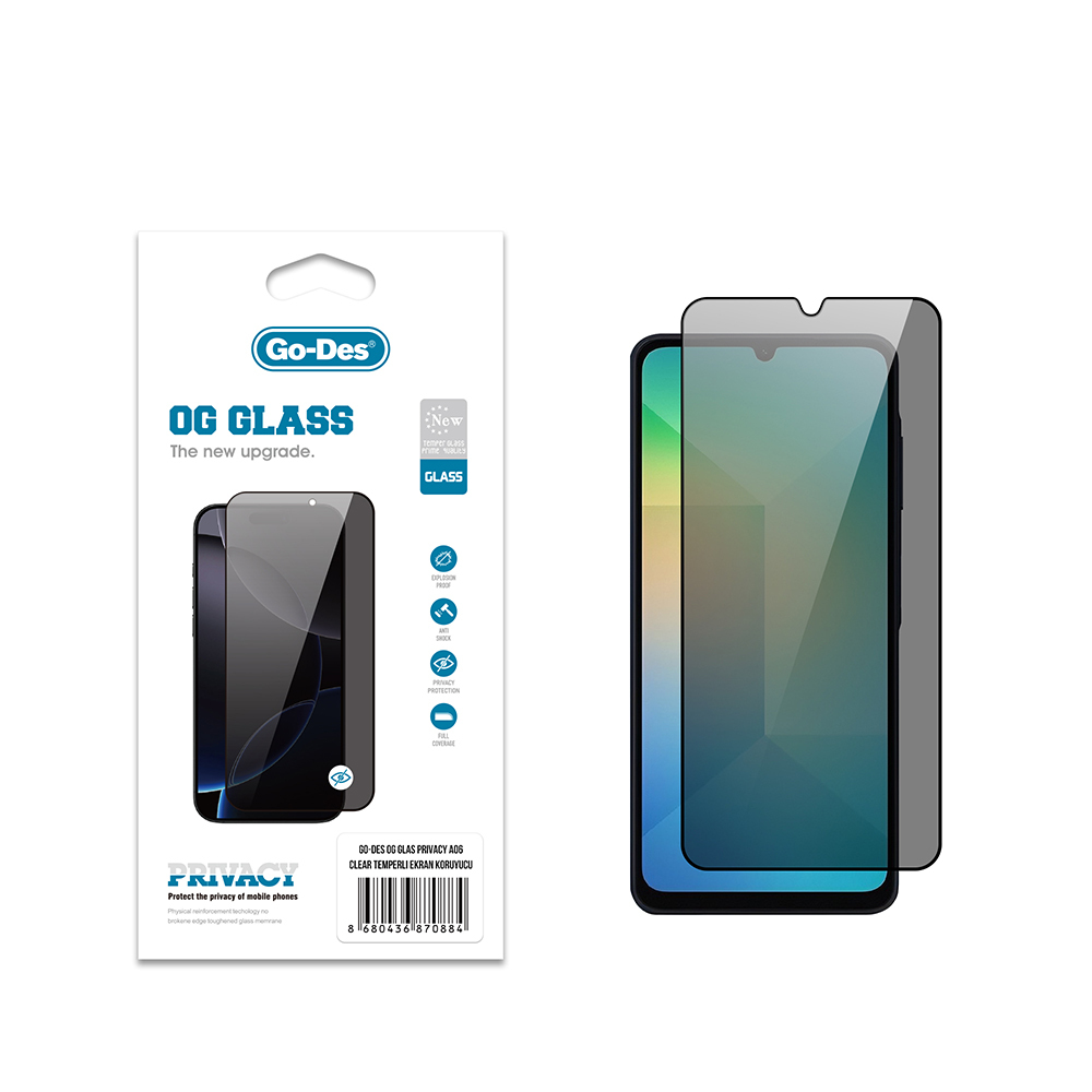 Samsung Galaxy A06 Uyumlu Go Des OG Glass Privacy Antistatik Temperli Cam Ekran Koruyucu