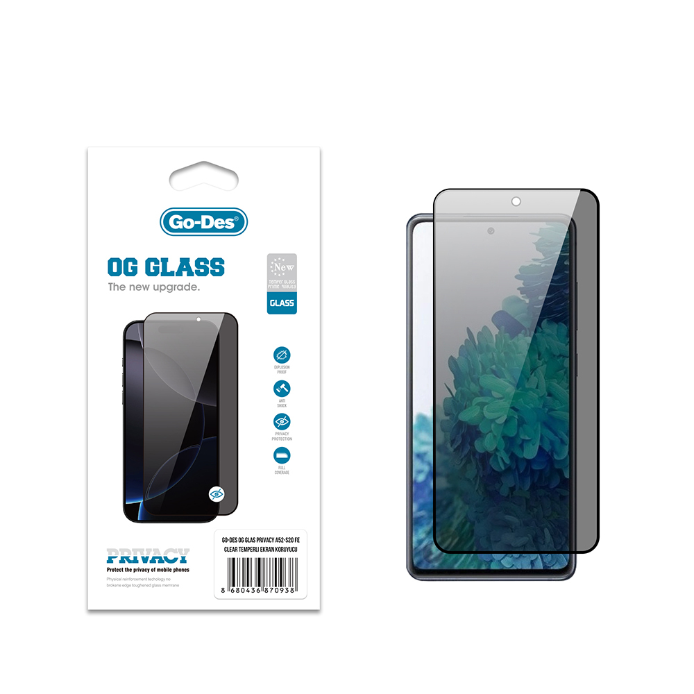 Samsung Galaxy S20 FE Uyumlu Go Des OG Glass Privacy Antistatik Temperli Cam Ekran Koruyucu