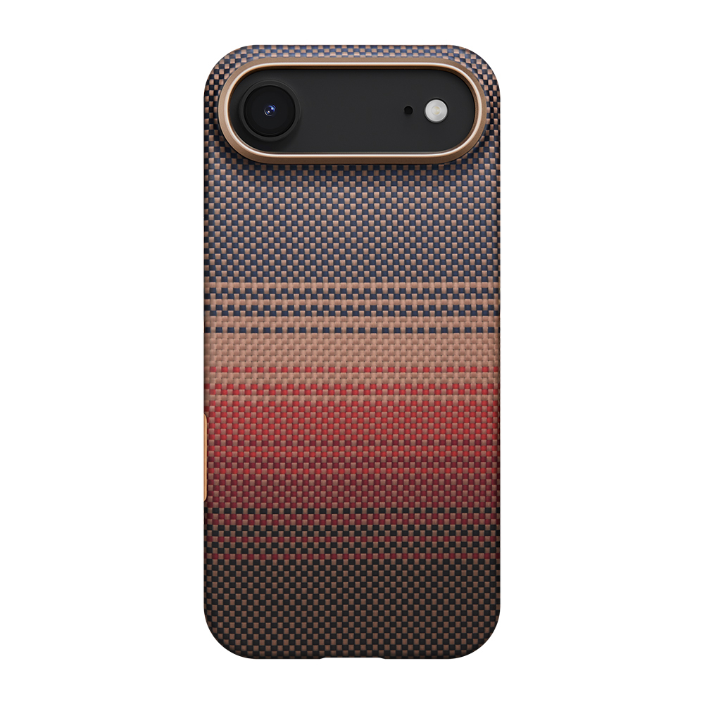 Apple iPhone 17 Air Uyumlu Kılıf M-safe Şarj Özellikli Aramid Fiber Pitaka Tactile Woven Sunset-Moonrise Serisi Kapak