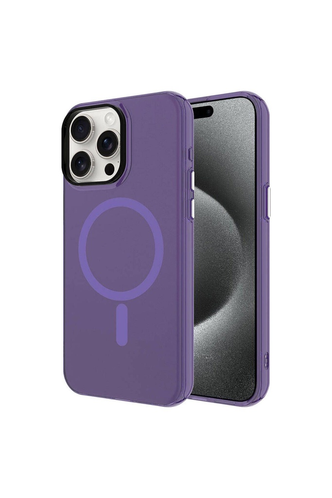 Apple iPhone 15 Pro Max Uyumlu Kılıf Zore M-safe Şarj Özellikli Buzlu Transparan C-Pro Sert Kapak