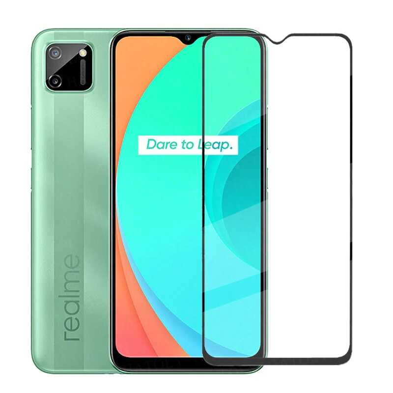 Realme C15 Uyumlu Zore Kenarları Kırılmaya Dayanıklı Cam Ekran Koruyucu