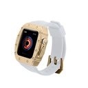 ​​​Apple Watch 44mm Uyumlu Kordon Metal Kasa Korumalı Silikon Luxury KRD-65 Kayış