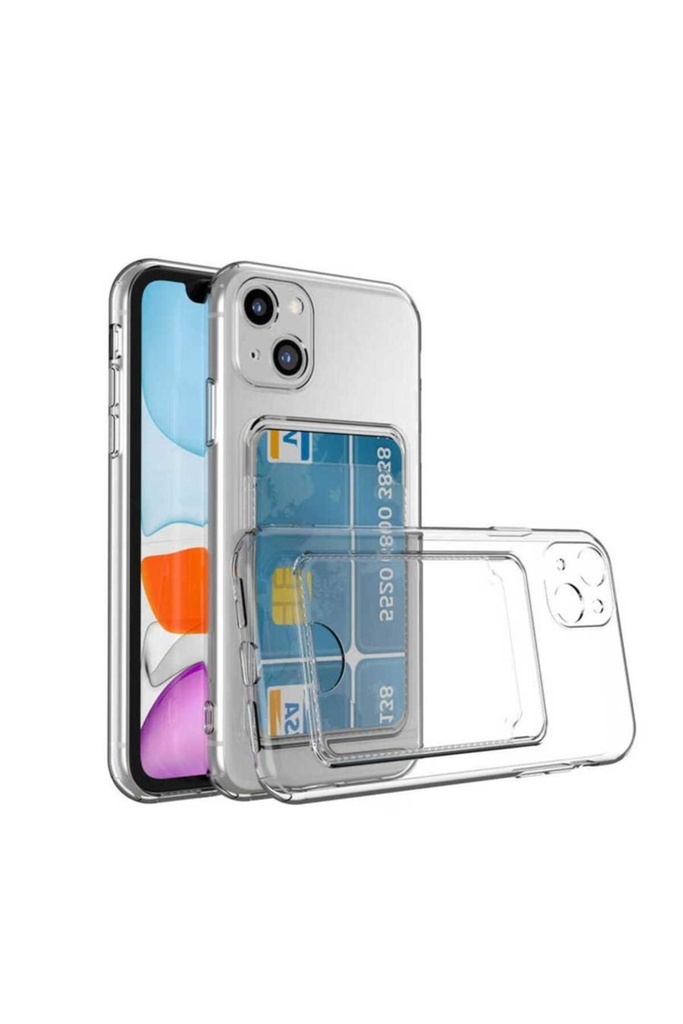 Apple iPhone 13 Uyumlu Kılıf Kartlıklı Şeffaf Zore Setra Clear Silikon Kapak
