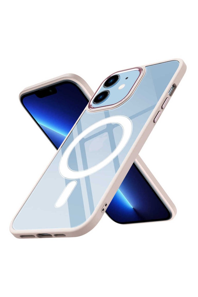 Apple iPhone 12 Pro Max Uyumlu Kılıf Wireless Şarj Özellikli Zore Krom M-safe Silikon Kapak