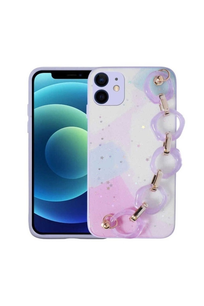 Apple iPhone 11 Uyumlu Kılıf Simli Desenli El Askılı Tutacaklı Zore Elsa Silikon Kapak