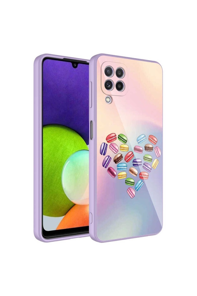 Samsung Galaxy M22 Uyumlu Kılıf Kamera Korumalı Desenli Sert Silikon Zore Epoksi Kapak