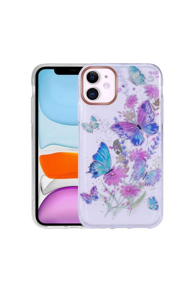 Apple iPhone 11 Uyumlu Kılıf Desenli Simli Sert Zore İnka Kapak