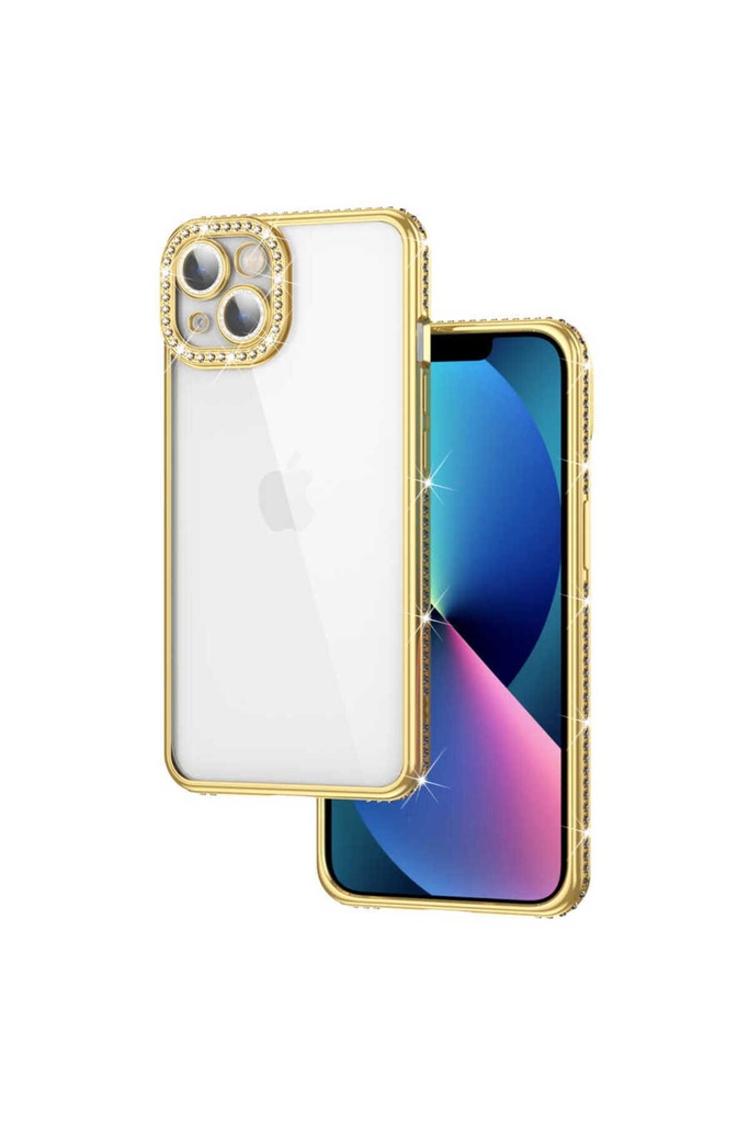 Apple iPhone 13 Uyumlu Kılıf Kamera Korumalı Taşlı Zore Mina Kapak
