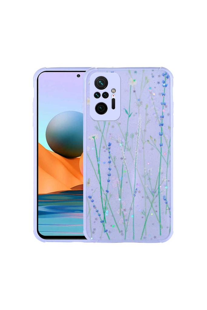Xiaomi Redmi Note 10 Pro Uyumlu Kılıf Simli Desenli Kamera Korumalı Parlak Zore Popy Kapak