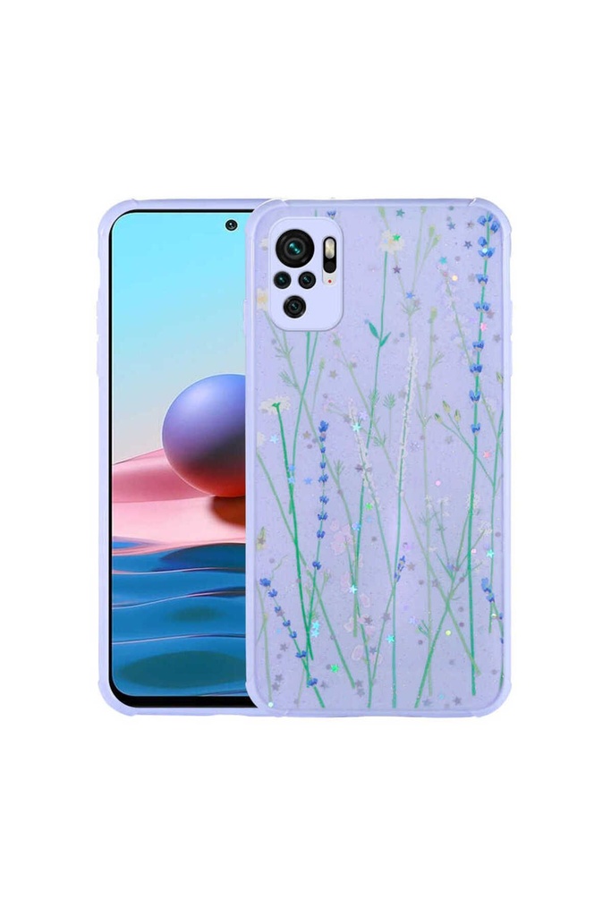 Xiaomi Redmi Note 10 Uyumlu Kılıf Simli Desenli Kamera Korumalı Parlak Zore Popy Kapak