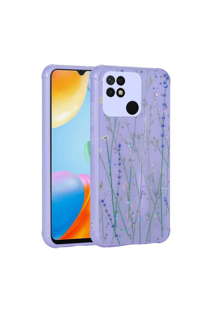 Xiaomi Poco C40 Uyumlu Kılıf Simli Desenli Kamera Korumalı Parlak Zore Popy Kapak