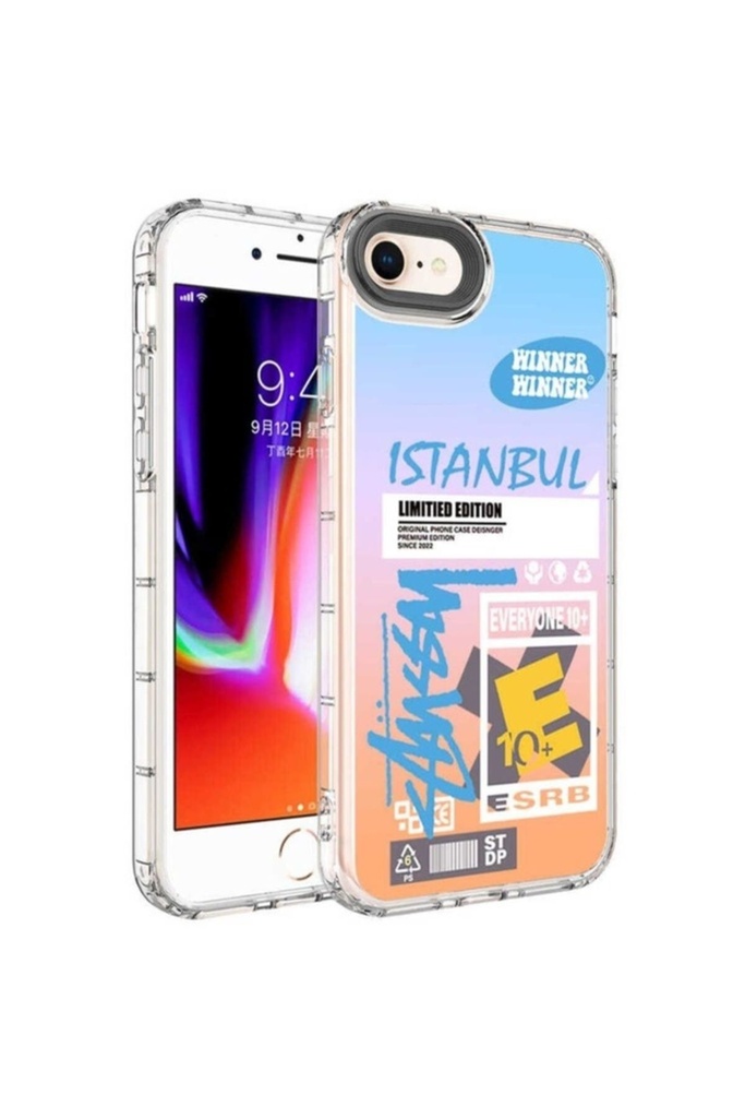 Apple iPhone 8 Uyumlu Kılıf Kamera Korumalı Renkli Desenli Sert Silikon Zore Korn Kapak