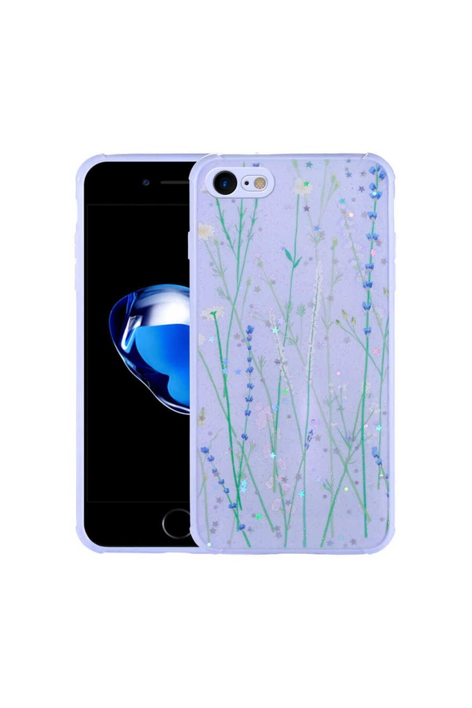 Apple iPhone 7 Uyumlu Kılıf Simli Desenli Kamera Korumalı Parlak Zore Popy Kapak