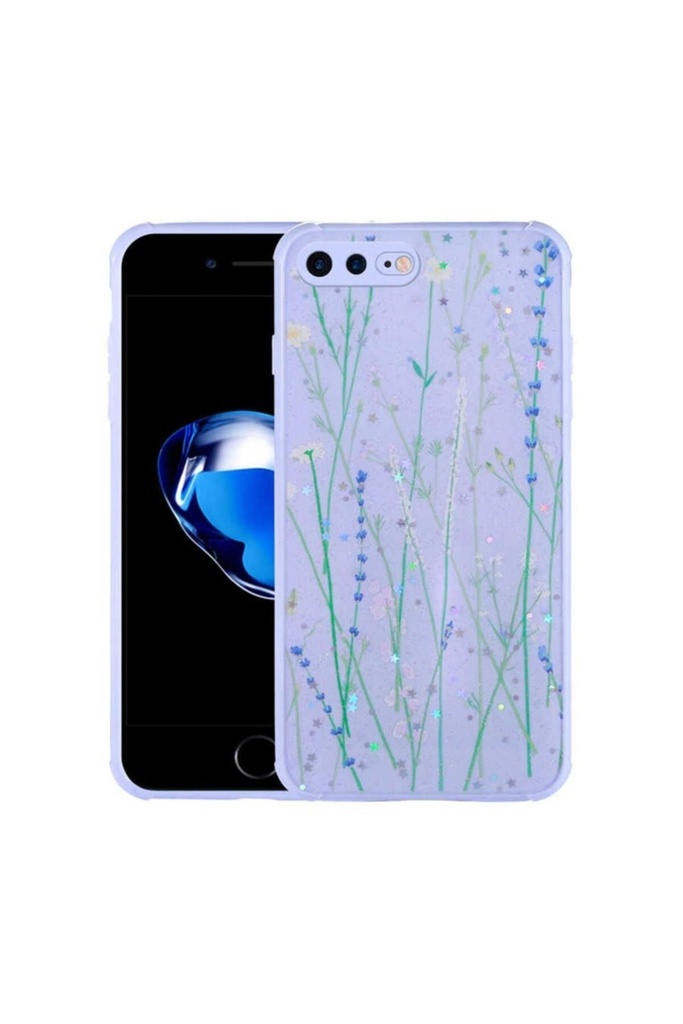 Apple iPhone 7 Plus Uyumlu Kılıf Simli Desenli Kamera Korumalı Parlak Zore Popy Kapak