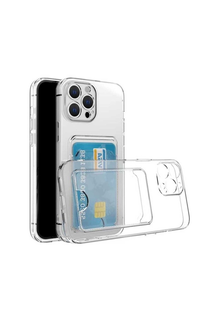 Apple iPhone 11 Pro Max Uyumlu Kılıf Kartlıklı Şeffaf Zore Setra Clear Silikon Kapak