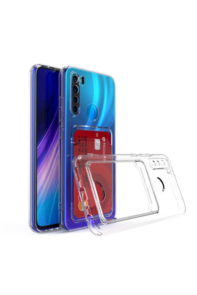 Xiaomi Redmi Note 8 Uyumlu Kılıf Kartlıklı Şeffaf Zore Setra Clear Silikon Kapak