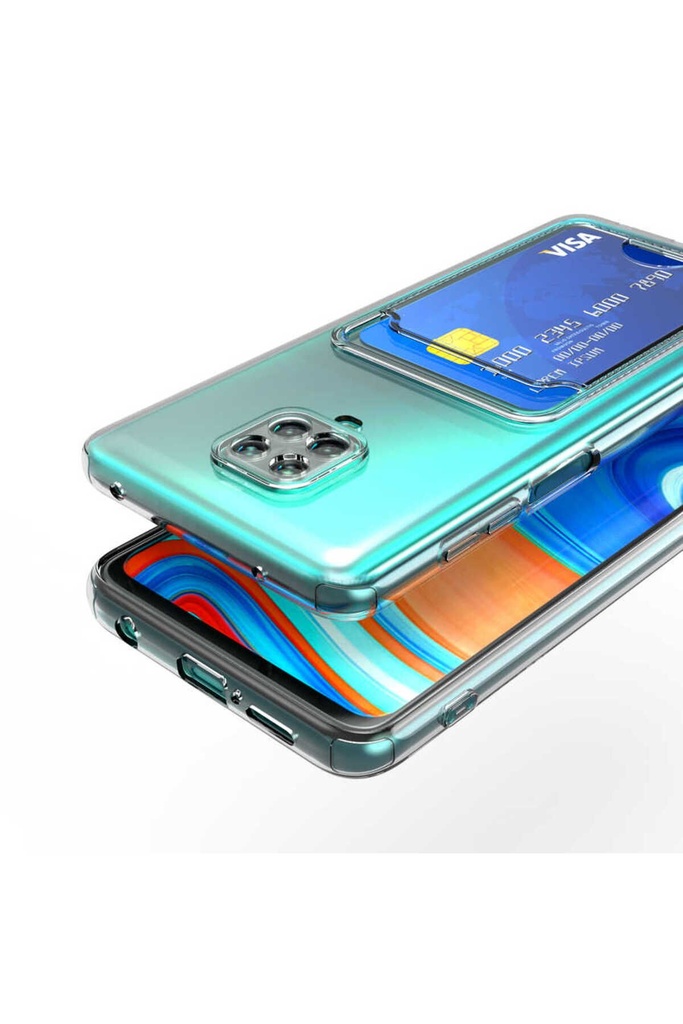 Xiaomi Redmi Note 9 Pro Uyumlu Kılıf Kartlıklı Şeffaf Zore Setra Clear Silikon Kapak