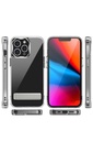 Apple iPhone 13 Pro Max Uyumlu Kılıf Standlı Şeffaf Silikon Zore L-Stand Kapak