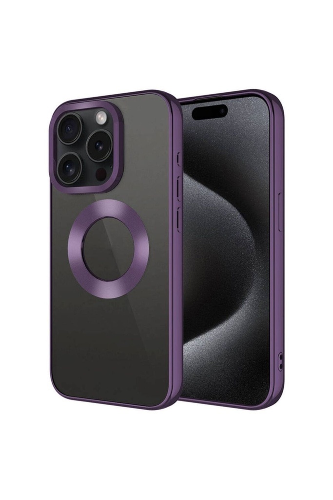 Apple iPhone 15 Pro Uyumlu Kılıf Tek Kamera Çerçeveli Logo Gösteren Zore Omega Kapak