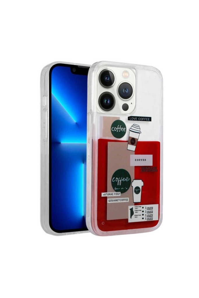 Apple iPhone 12 Pro Uyumlu Kılıf Desenli Sıvılı Zore Drink Silikon Kapak