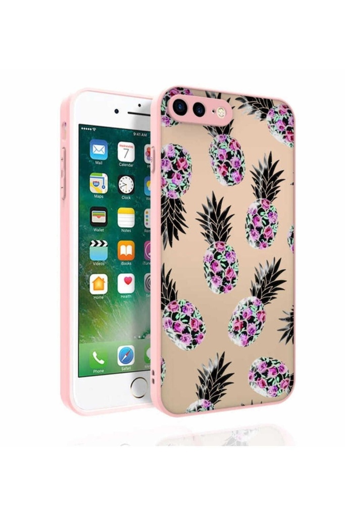 Apple iPhone 8 Plus Uyumlu Kılıf Desenli Kamera Korumalı Parlak Zore Nora Kapak