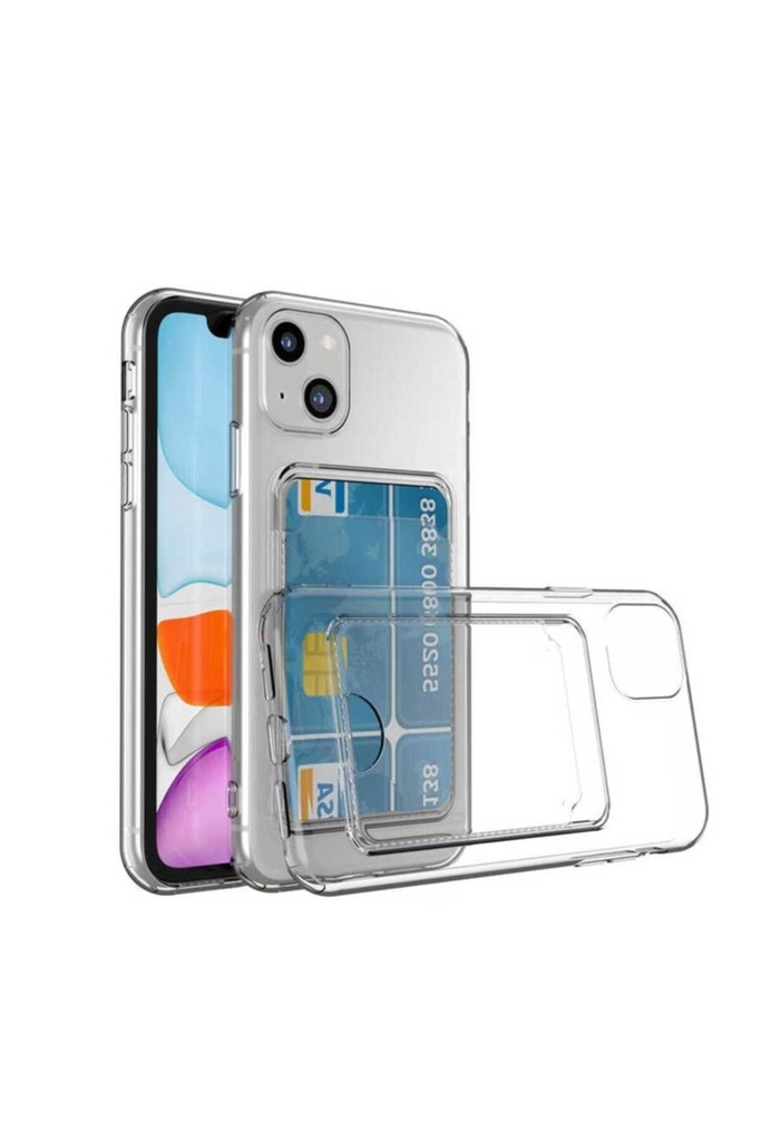 Apple iPhone 14 Plus Uyumlu Kılıf Kartlıklı Şeffaf Zore Setra Clear Silikon Kapak