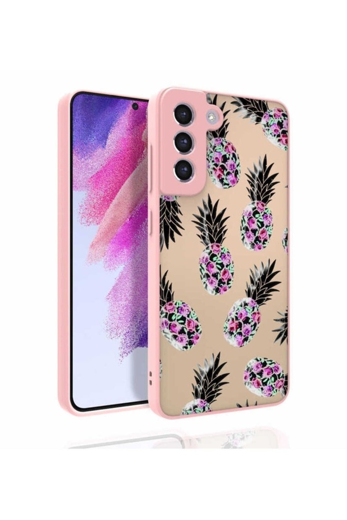 Samsung Galaxy S21 FE Uyumlu Kılıf Desenli Kamera Korumalı Parlak Zore Nora Kapak