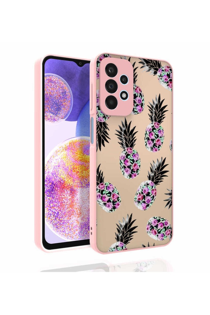Samsung Galaxy A23 Uyumlu Kılıf Desenli Kamera Korumalı Parlak Zore Nora Kapak